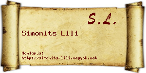 Simonits Lili névjegykártya